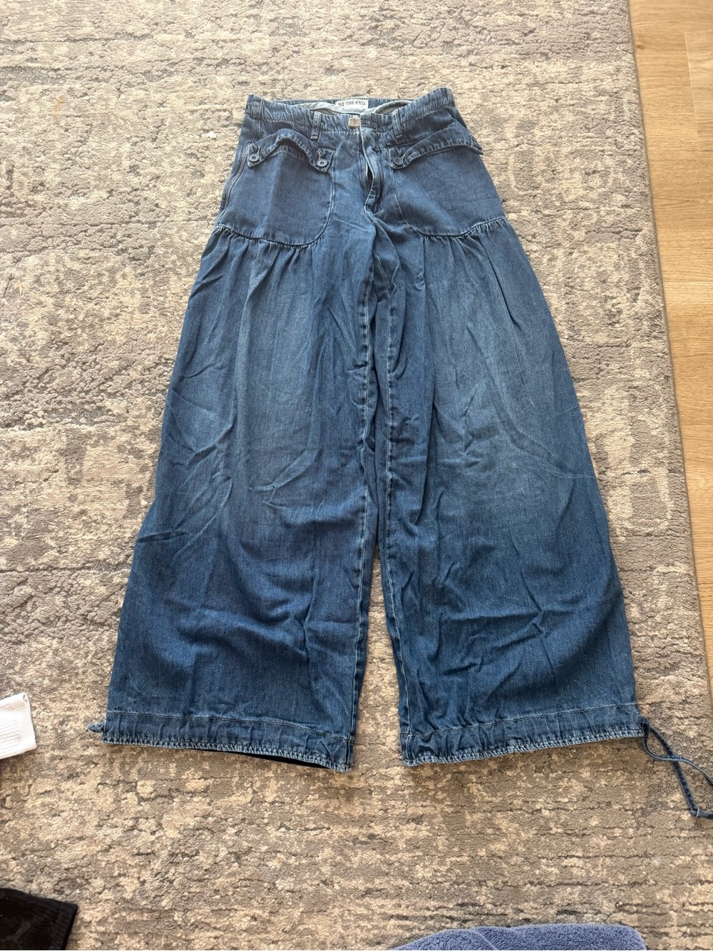 Wide Leg Denim Jeans - Deep Blue